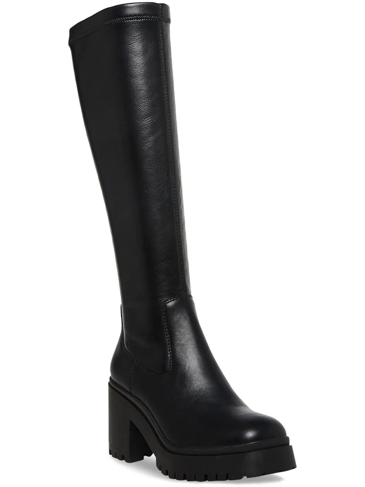 Ria Womens Lug Sole Faux Leather Knee-High Boots