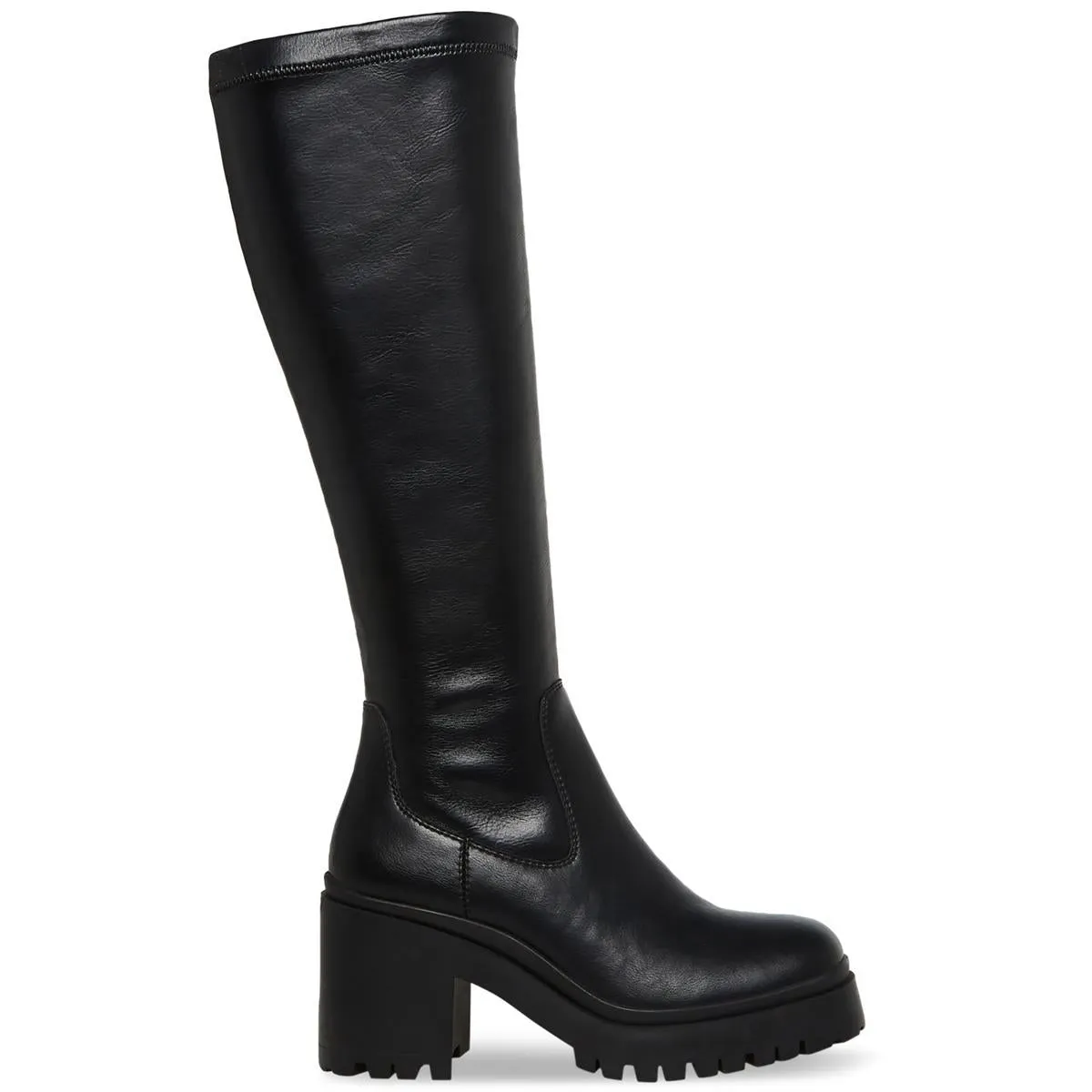 Ria Womens Lug Sole Faux Leather Knee-High Boots