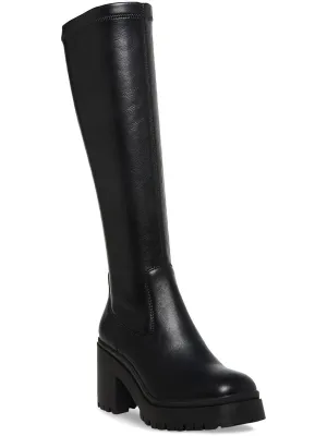 Ria Womens Lug Sole Faux Leather Knee-High Boots