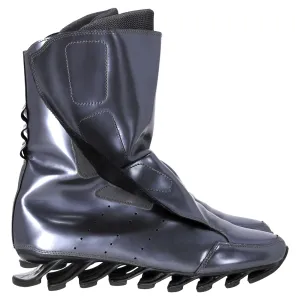 Rick Owens x Adidas Springblade Mid-Calf Boots in Metallic Silver Leather