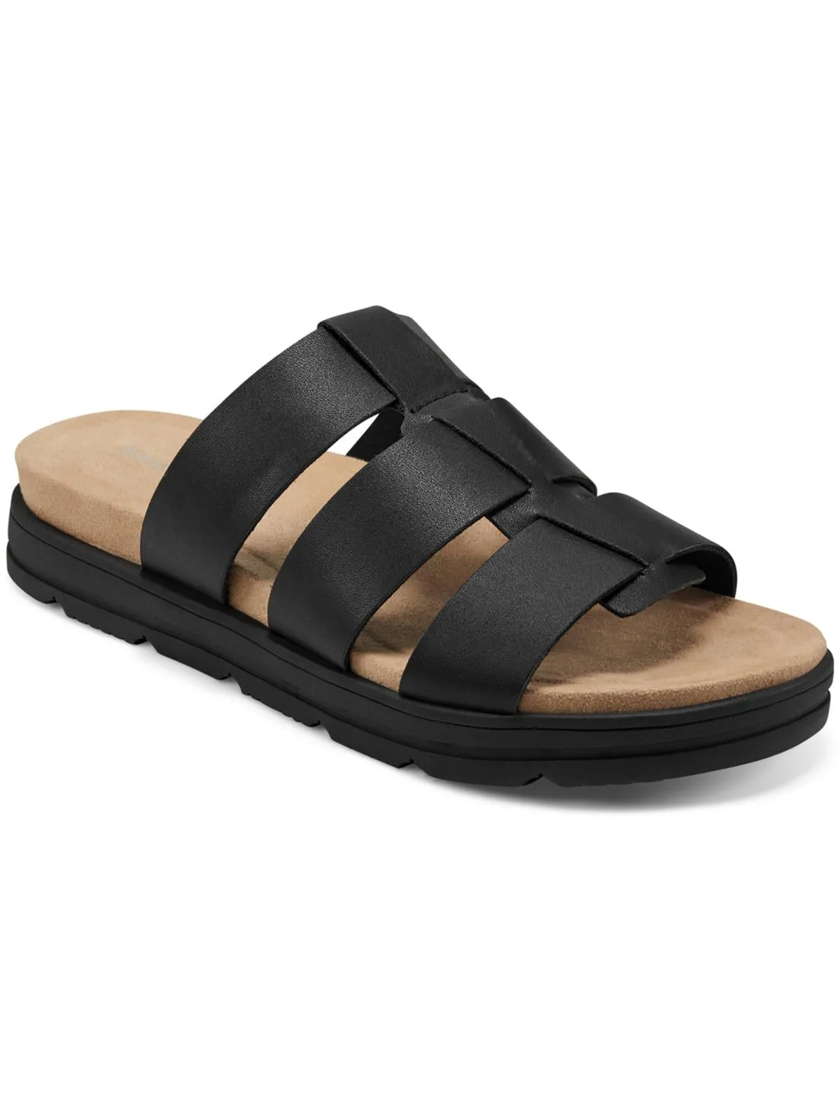 Salana  Womens Faux Leather Slip On Strappy Sandals