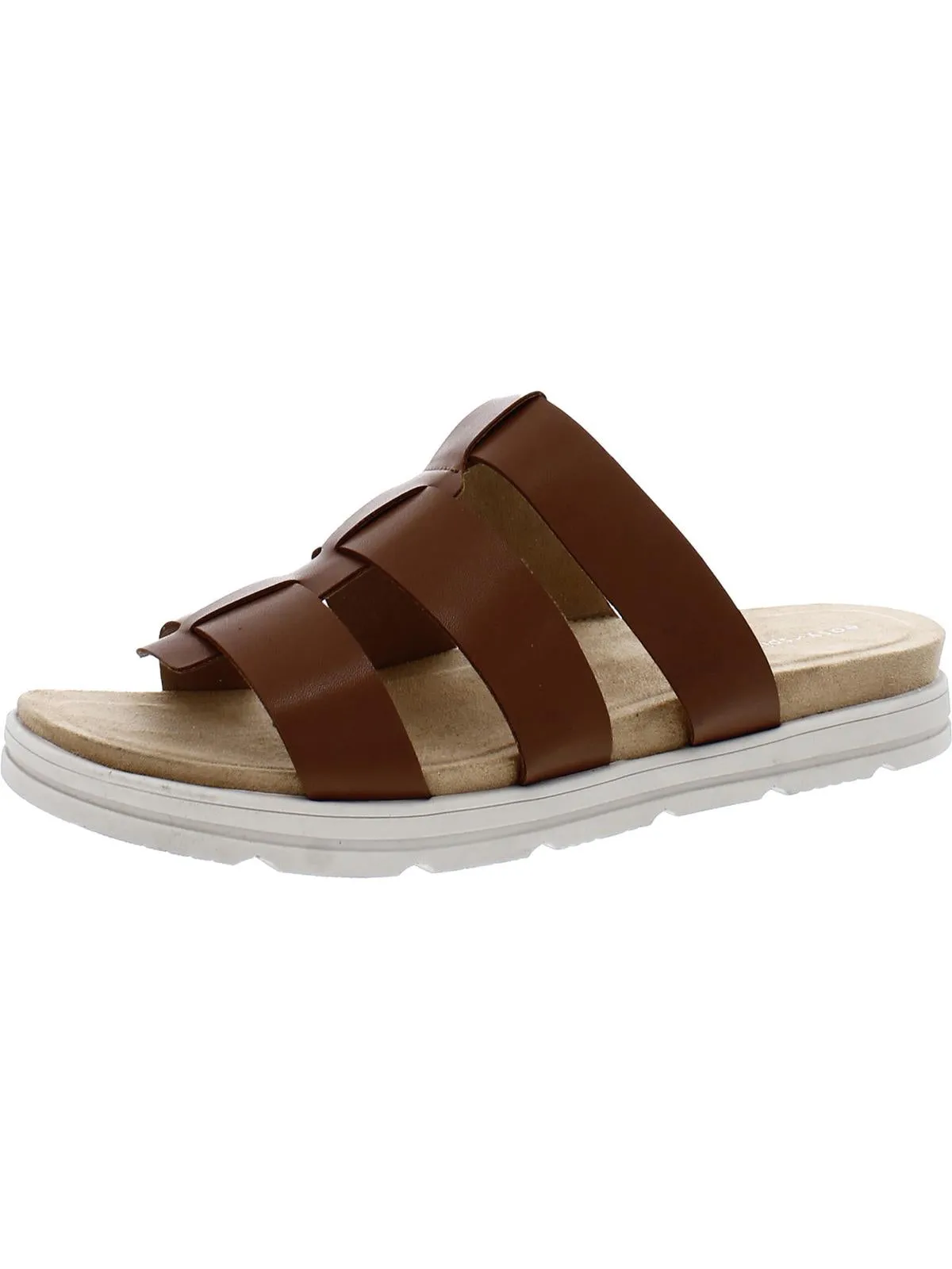 Salana  Womens Faux Leather Slip On Strappy Sandals
