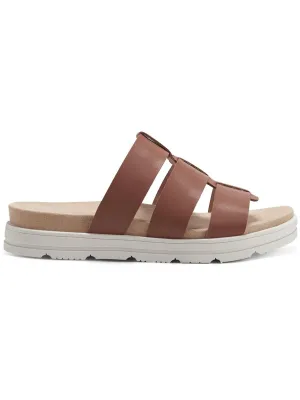 Salana  Womens Faux Leather Slip On Strappy Sandals