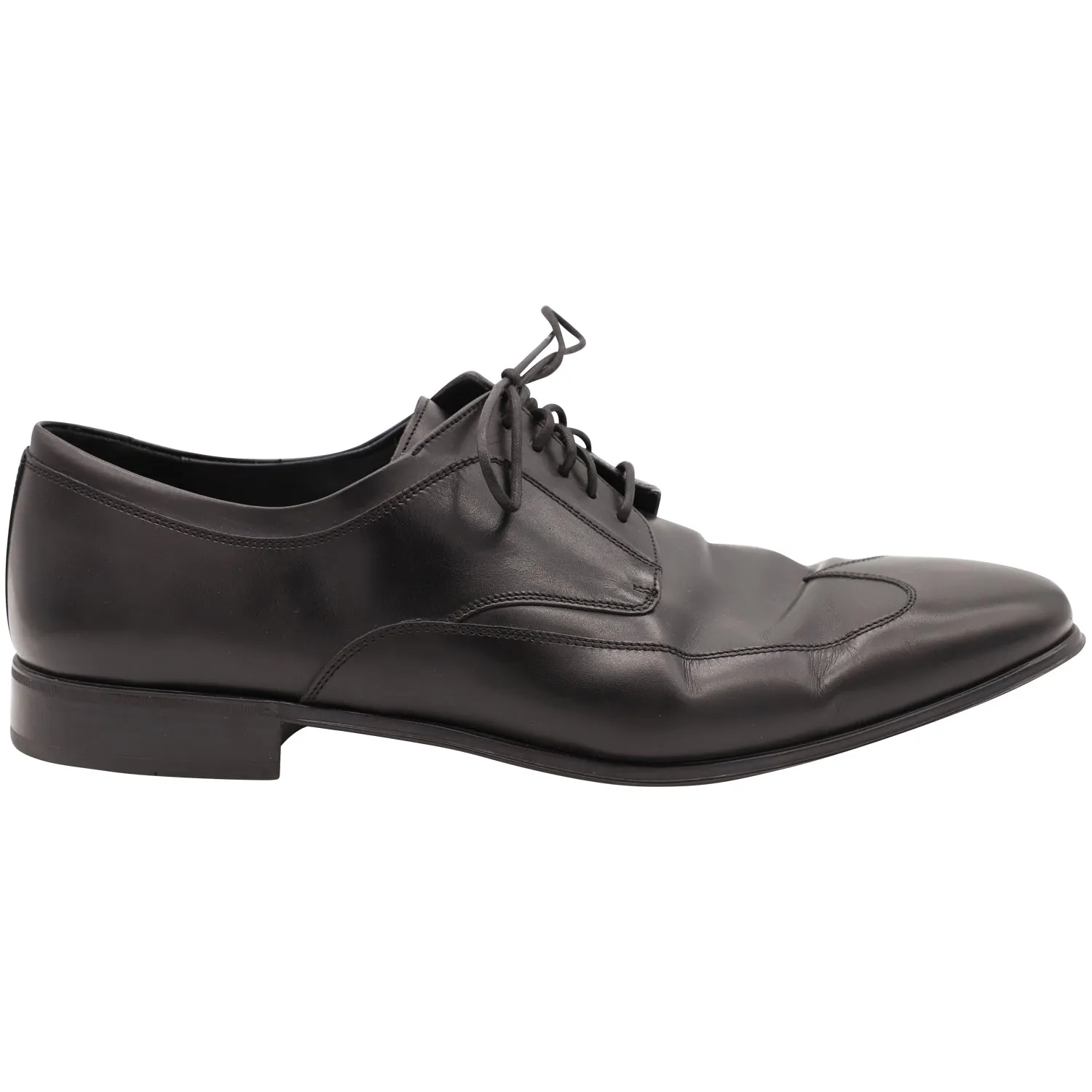 Salvatore Ferragamo Lace-Up Derby Shoes in Black Calfskin Leather