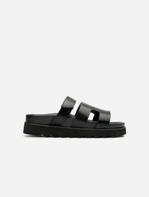 Shea Women's Vegan Leather Slide Sandals | Black