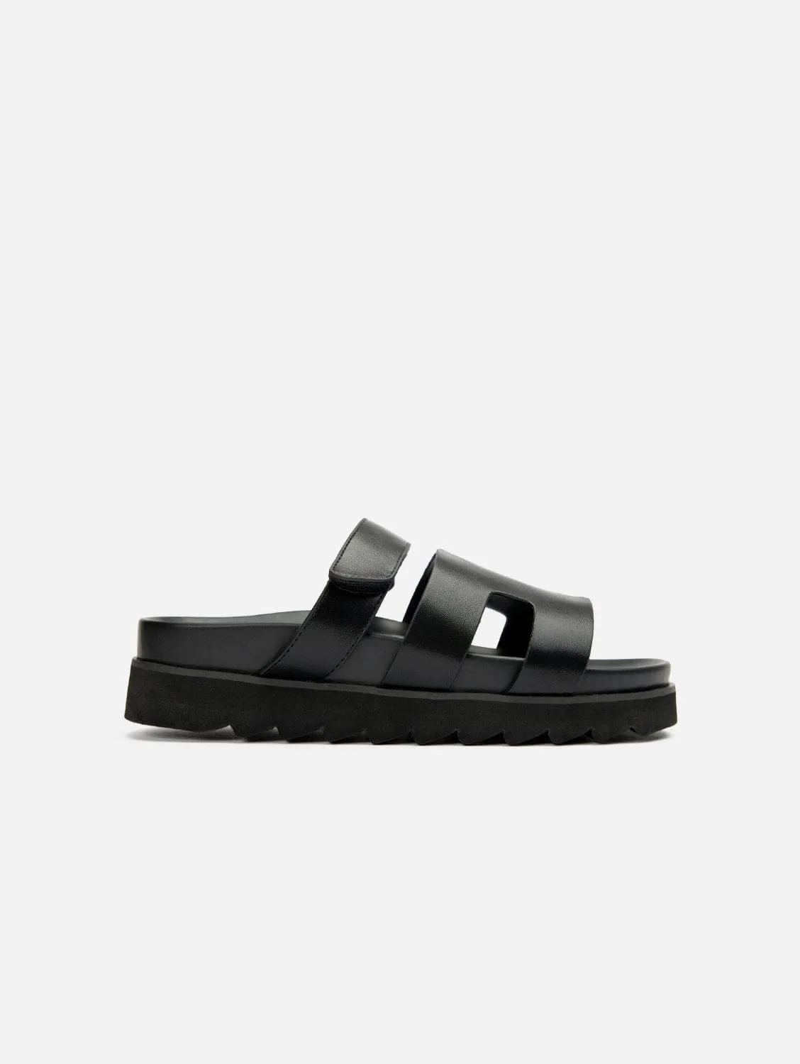 Shea Women's Vegan Leather Slide Sandals | Black
