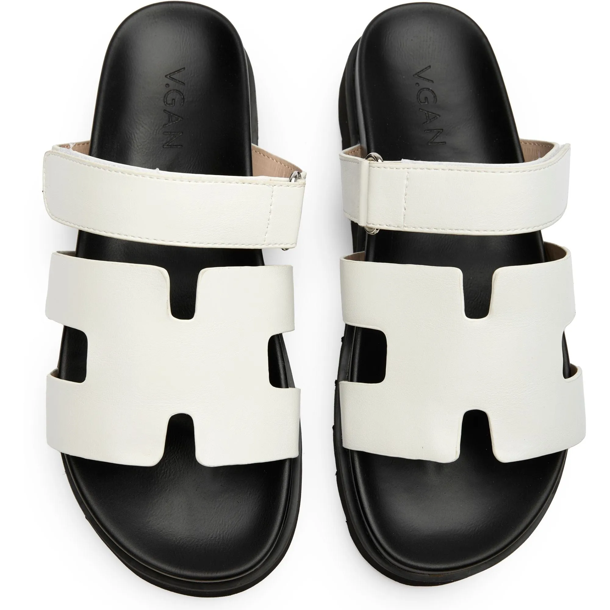 Shea Women's Vegan Leather Slide Sandals | White
