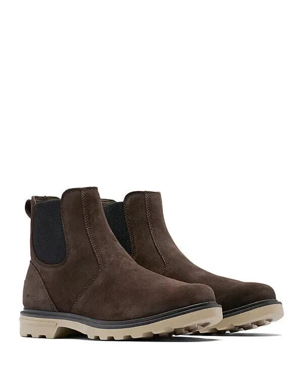 Sorel Carson Boots Men's 8 Brown Suede Waterproof Pull-On Ankle Chelsea EEE3801