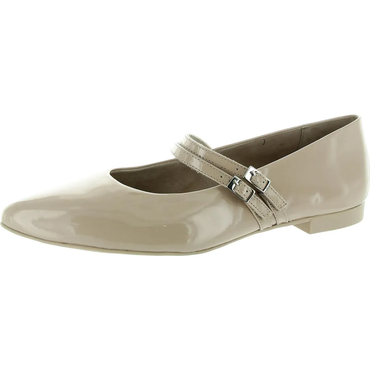 STELLA Womens Buckle Patent Leather Ballet Flats