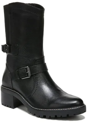 Talon Womens Leather Motorcycle Mid-Calf Boots