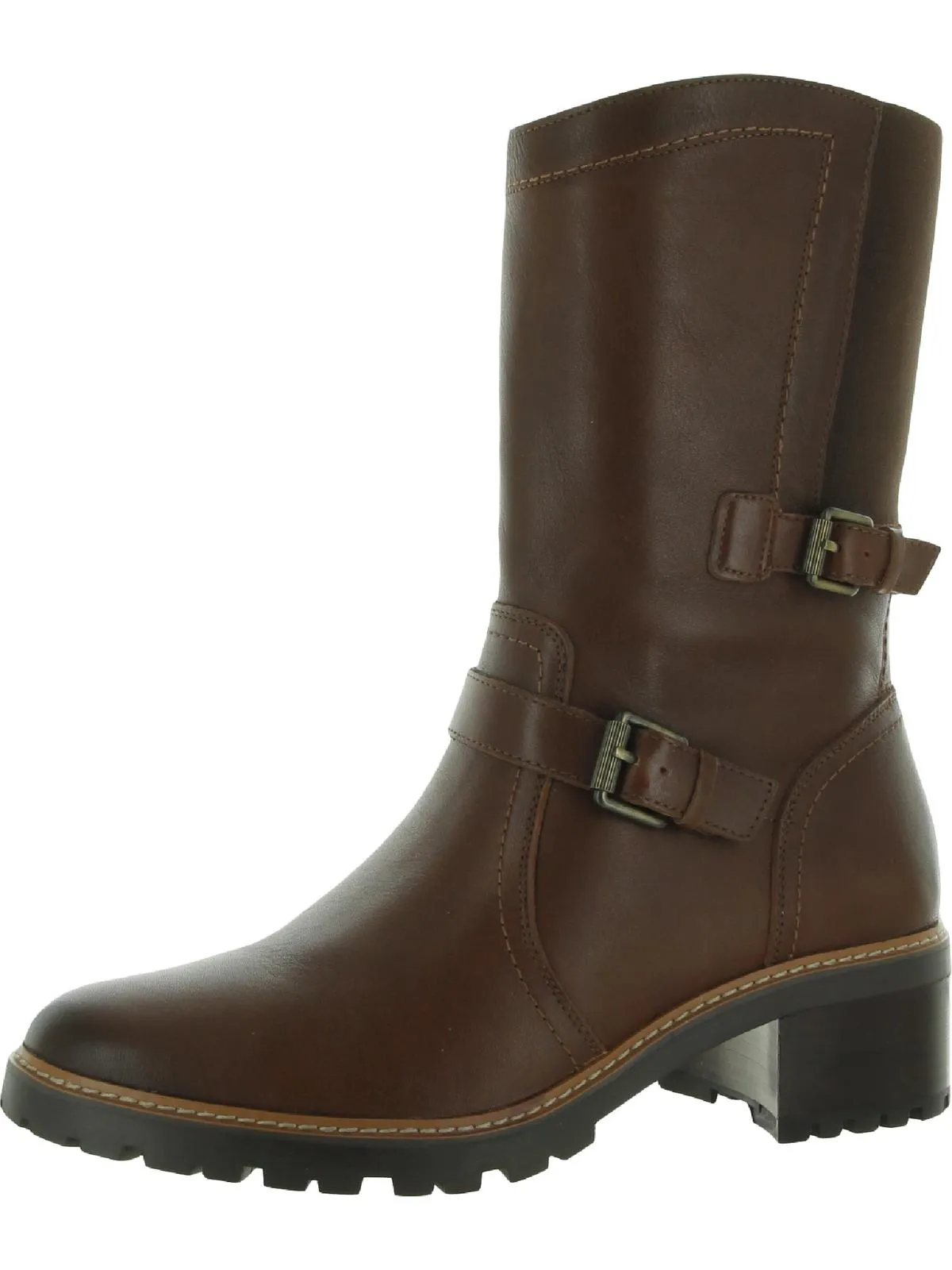 Talon Womens Leather Motorcycle Mid-Calf Boots