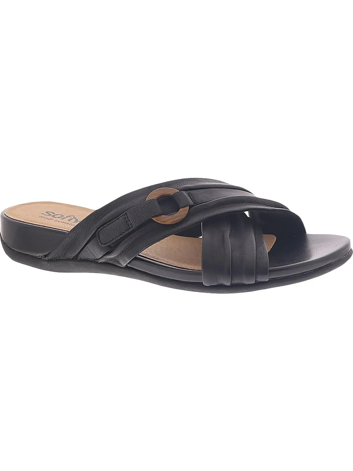Taza Womens Leather Open Toe Slide Sandals