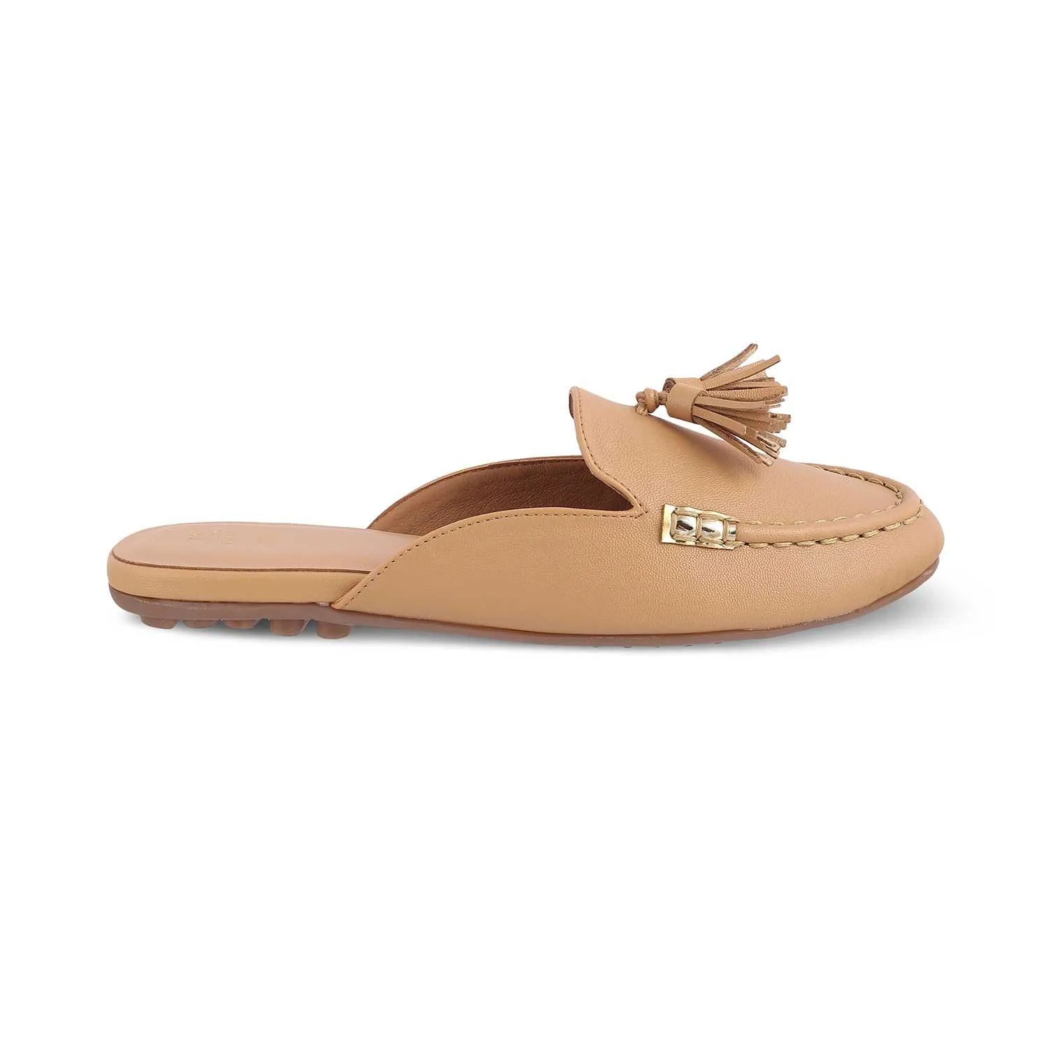 The Amassle Beige Women's Dress Tassel Mules Tresmode