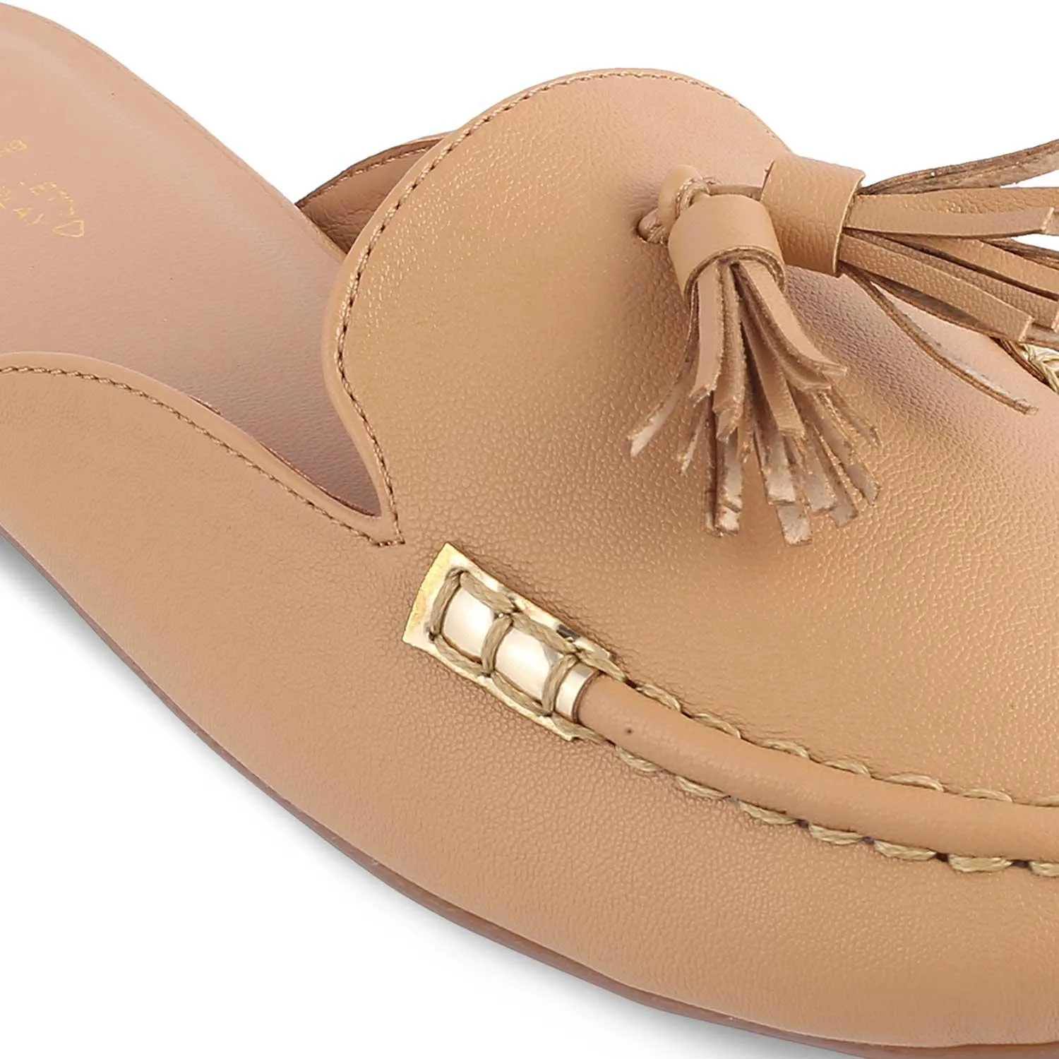 The Amassle Beige Women's Dress Tassel Mules Tresmode