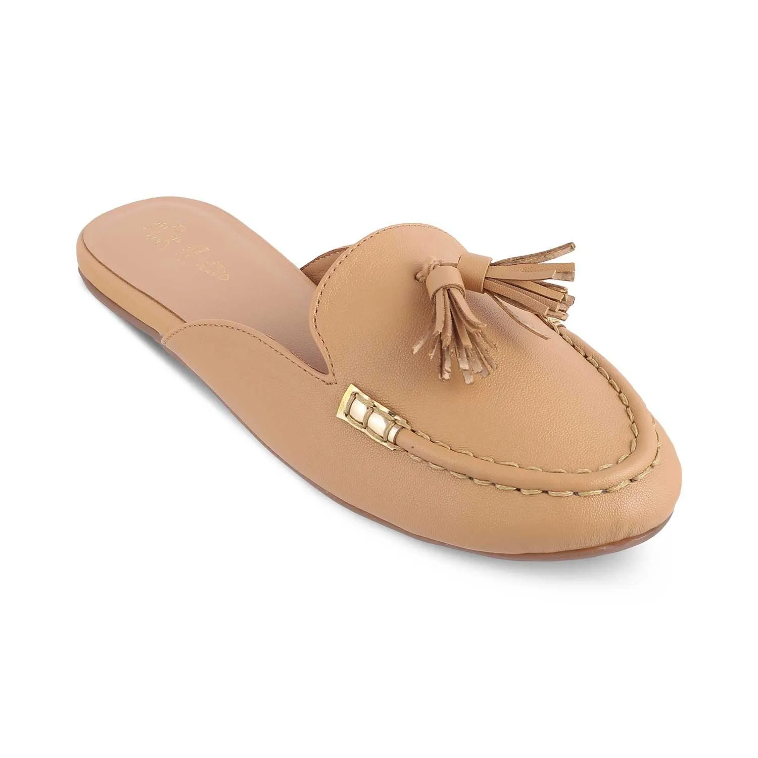 The Amassle Beige Women's Dress Tassel Mules Tresmode