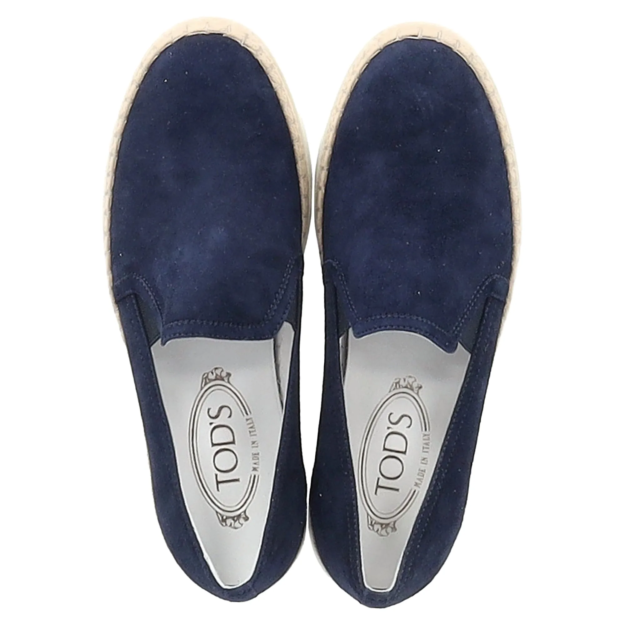 Tod's Espadrille Slip On Sneakers in Navy Blue Suede