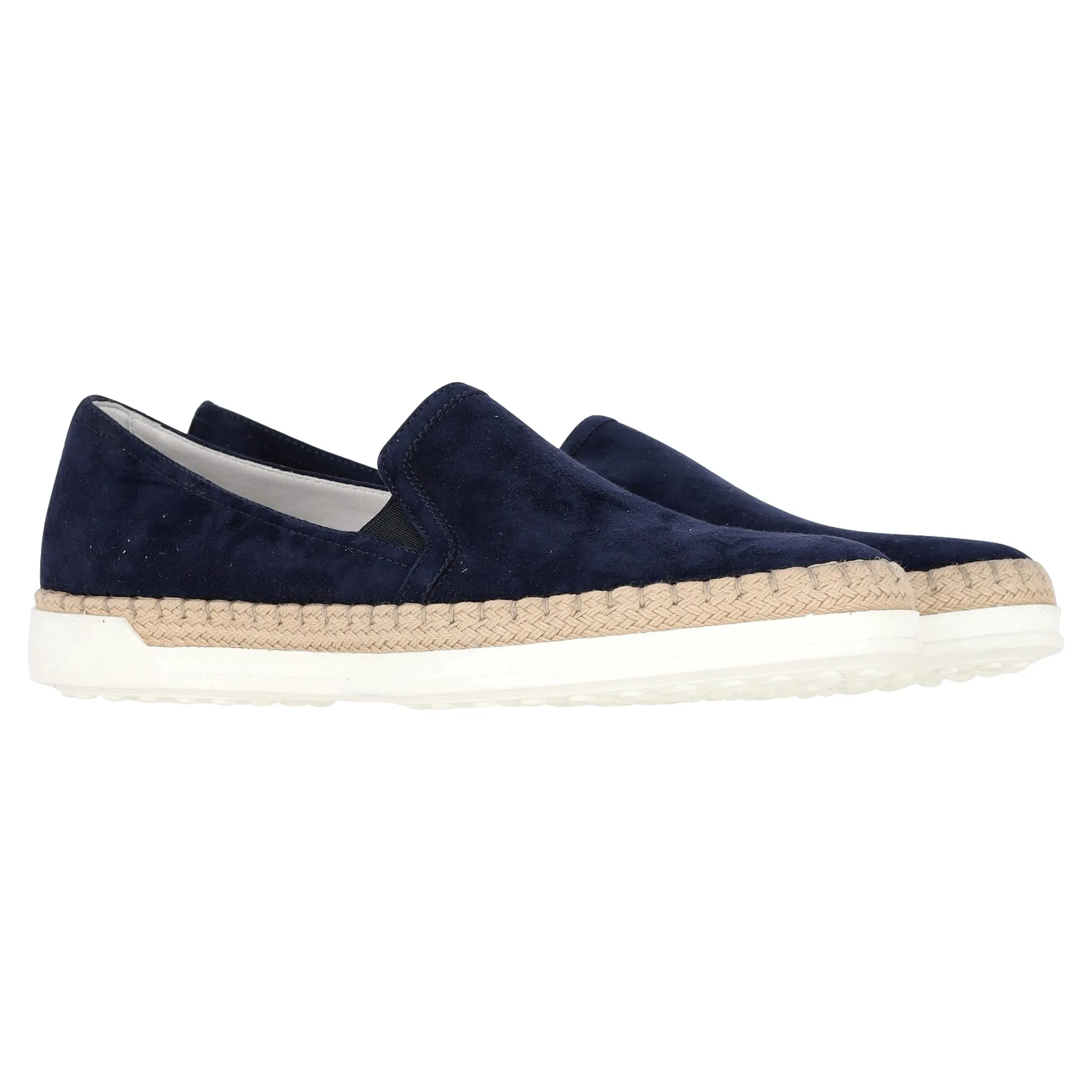 Tod's Espadrille Slip On Sneakers in Navy Blue Suede