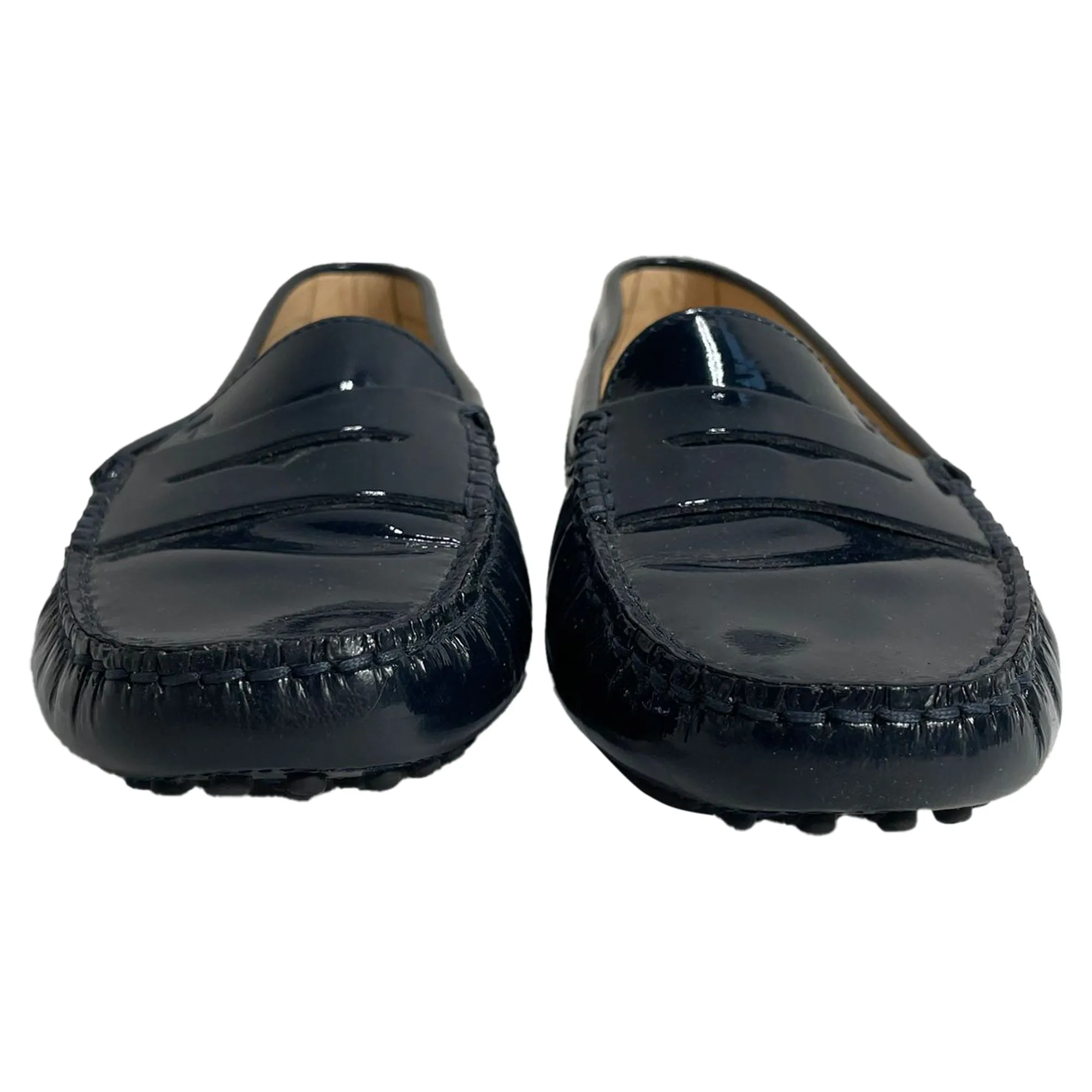 Tod's Gommino Loafers in Blue Patent Leather