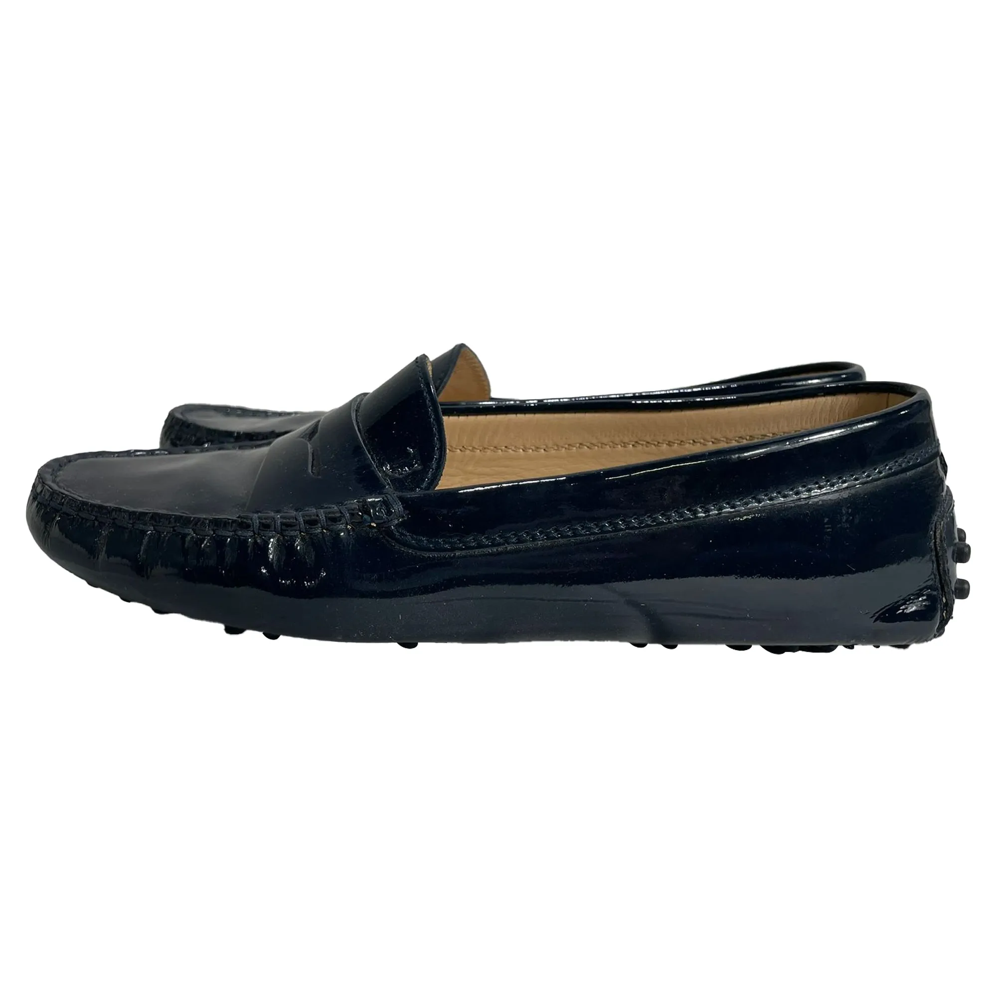 Tod's Gommino Loafers in Blue Patent Leather