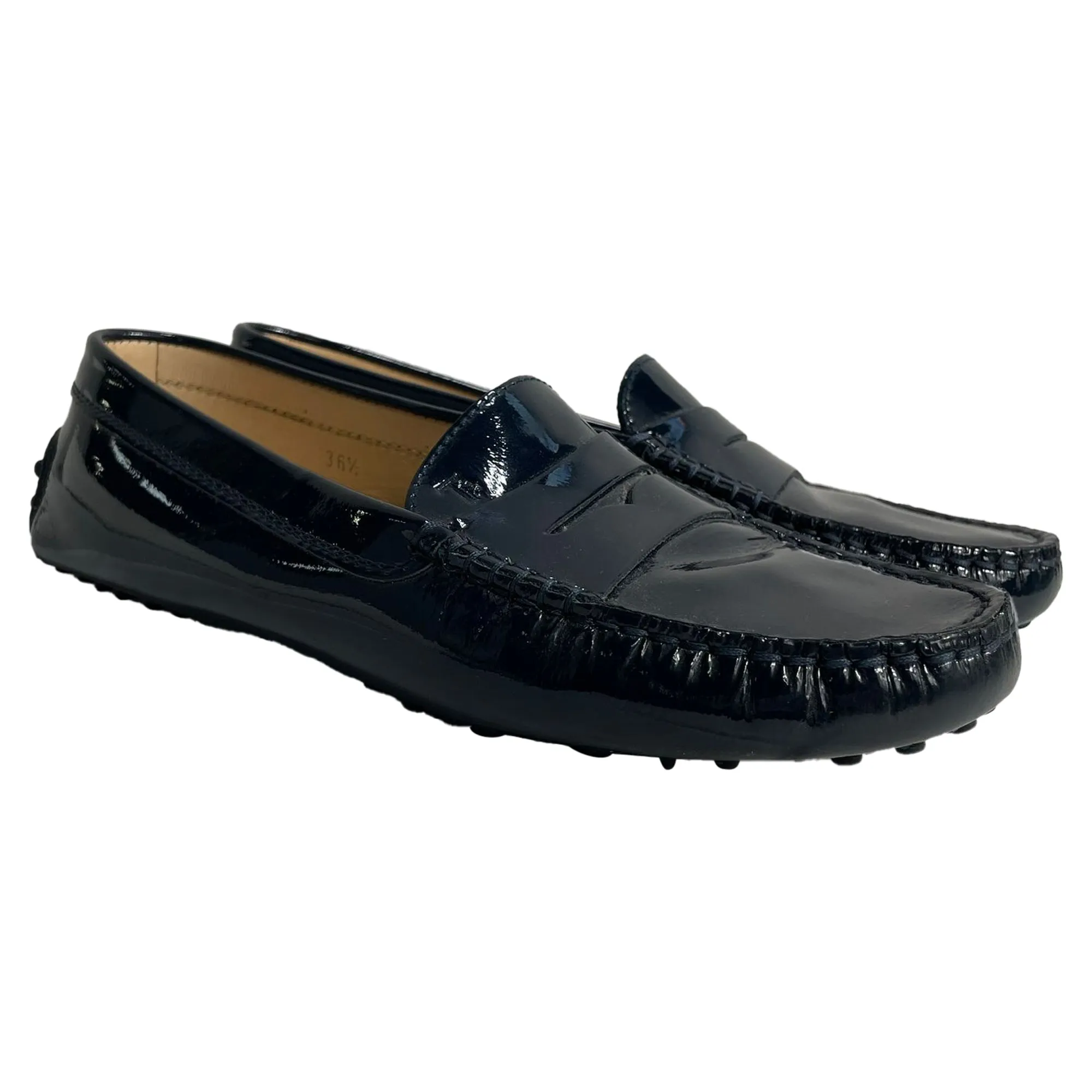 Tod's Gommino Loafers in Blue Patent Leather