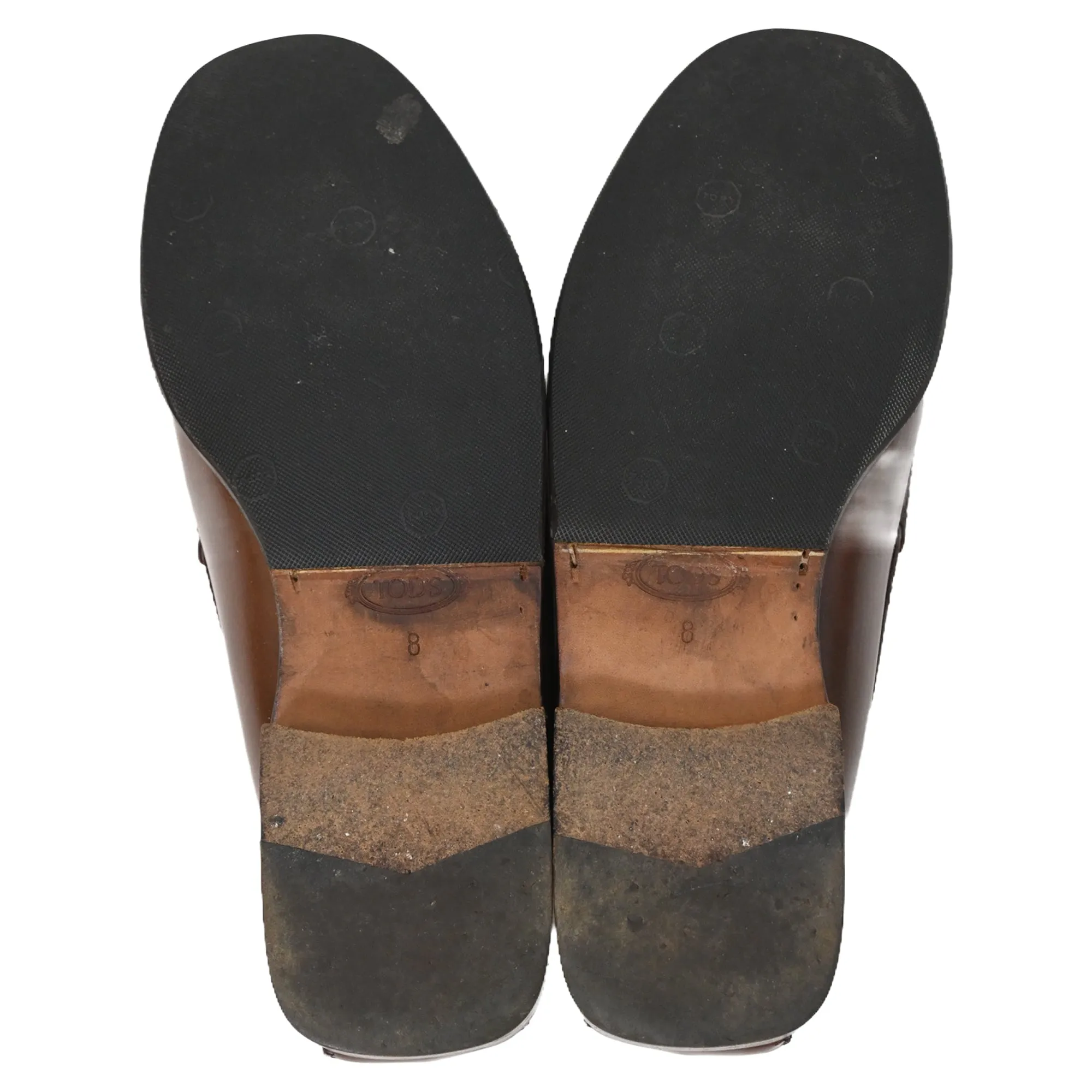 Tod's Logo-Embossed Polished Loafers in Brown Calfskin Leather