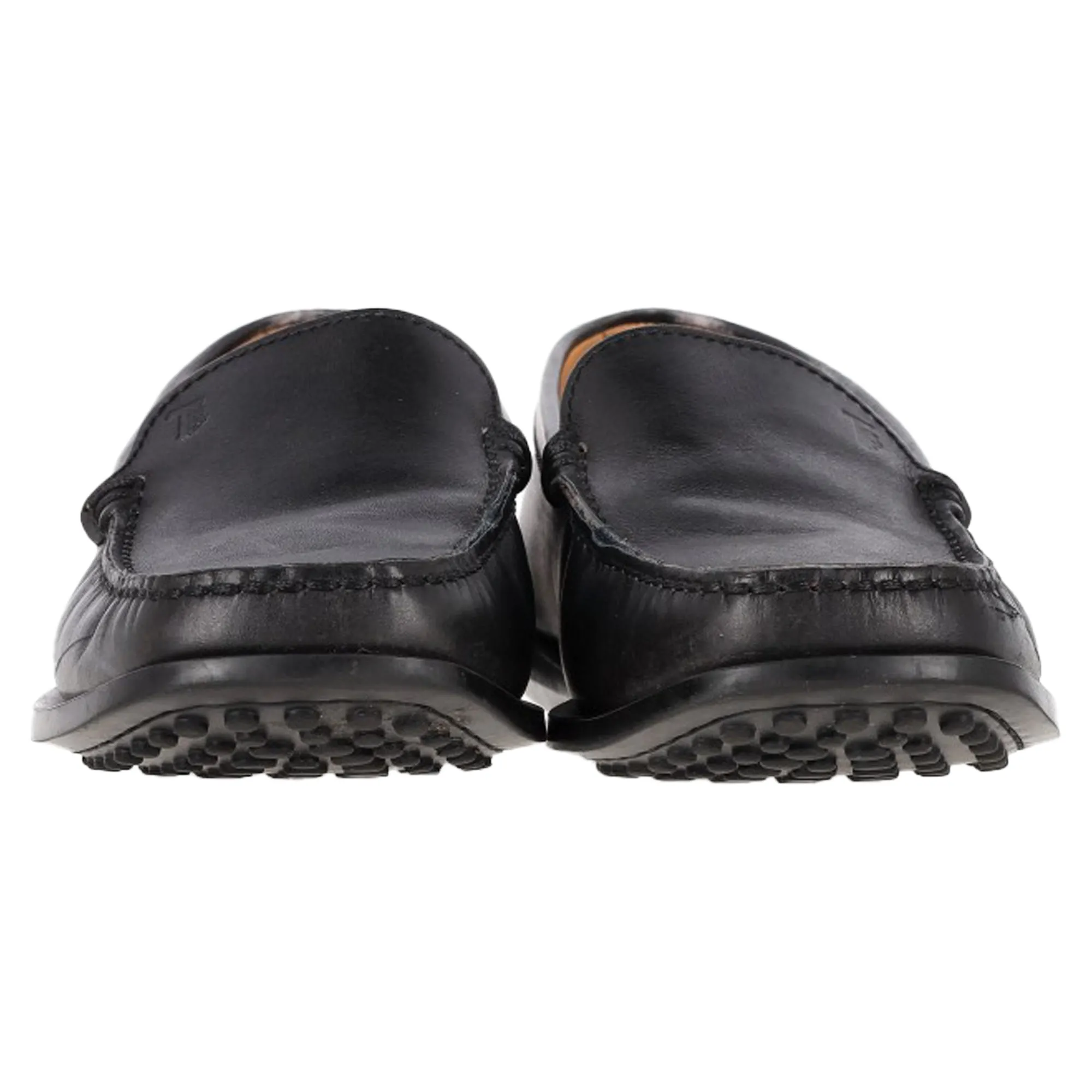 Tod's Logo Square-Toe Loafers in Black Leather