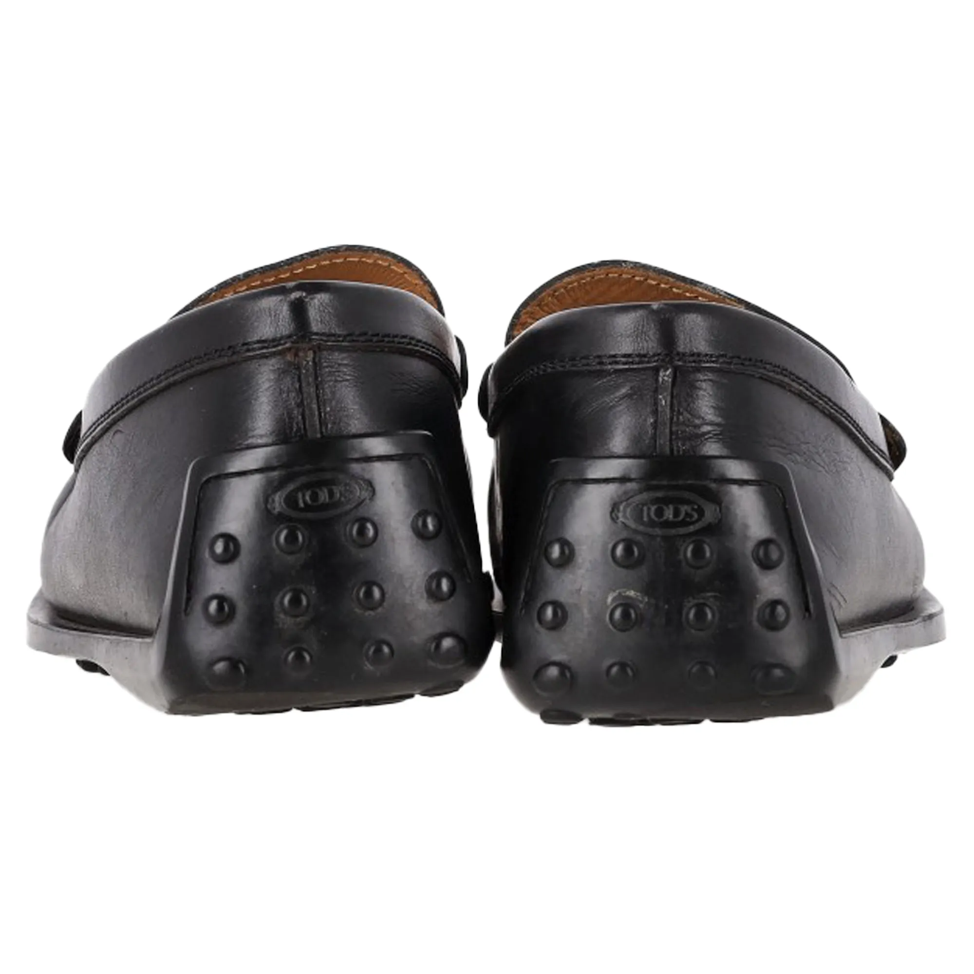 Tod's Logo Square-Toe Loafers in Black Leather