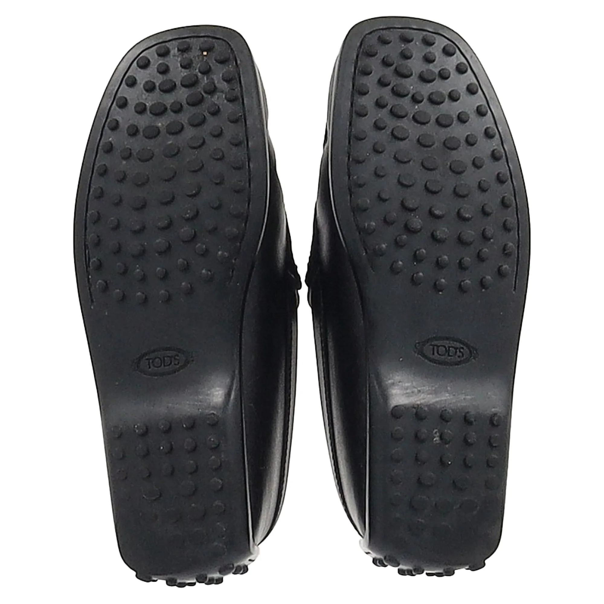 Tod's Logo Square-Toe Loafers in Black Leather