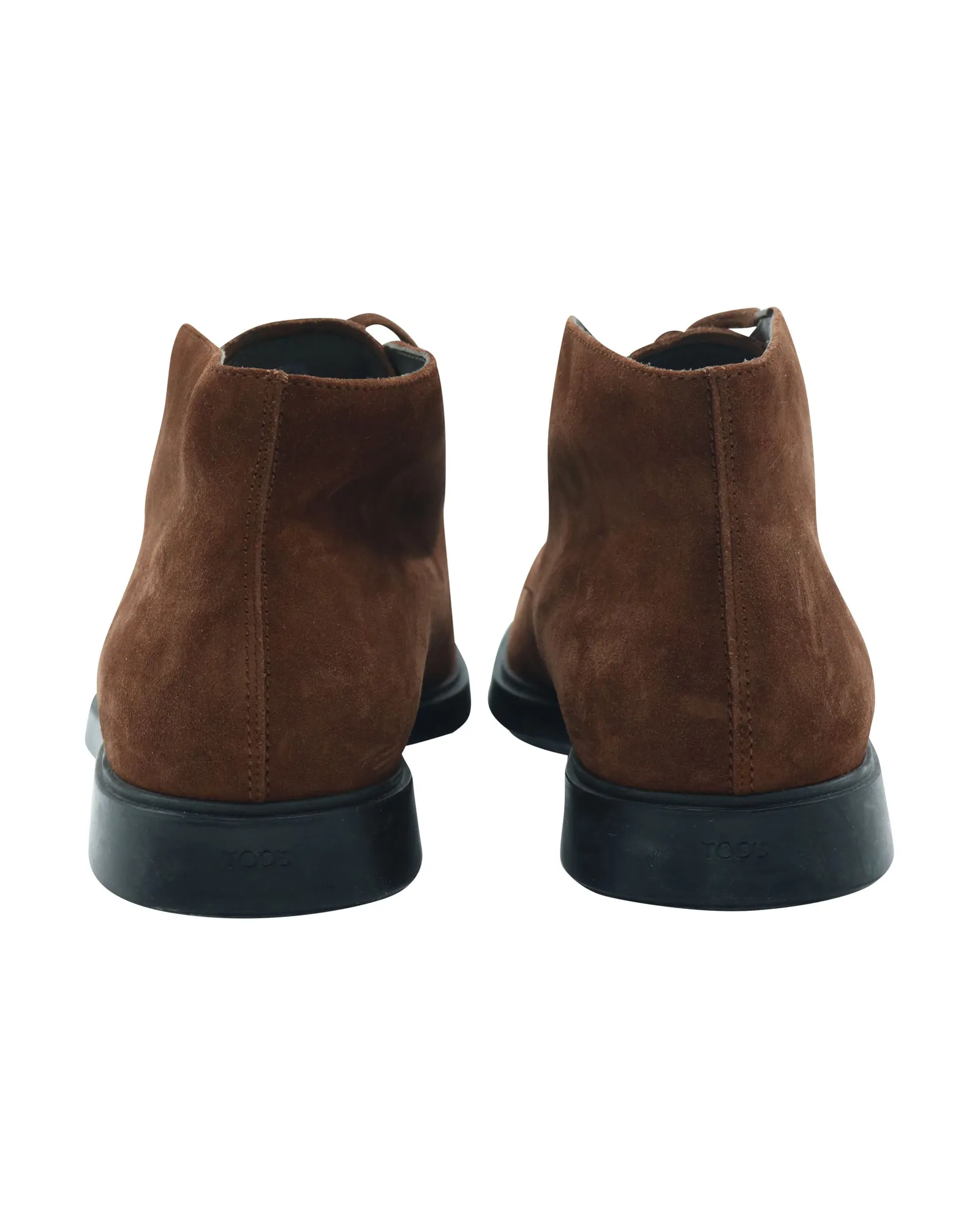 Tod's Pebbled Sole Lace-Up Ankle Boots in Brown Suede
