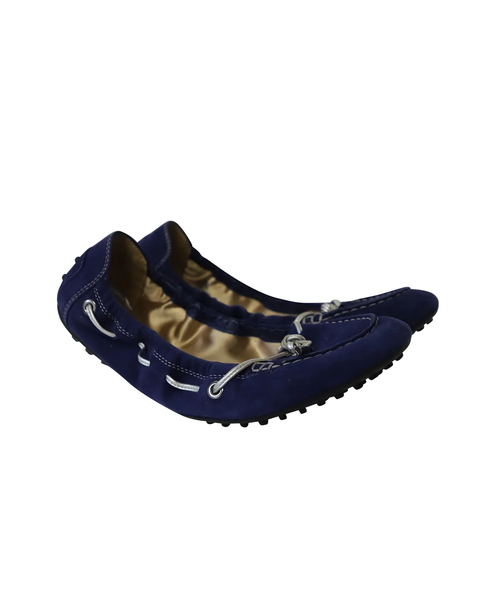Tod's Scrunch Ballet Flats in Royal Blue Suede