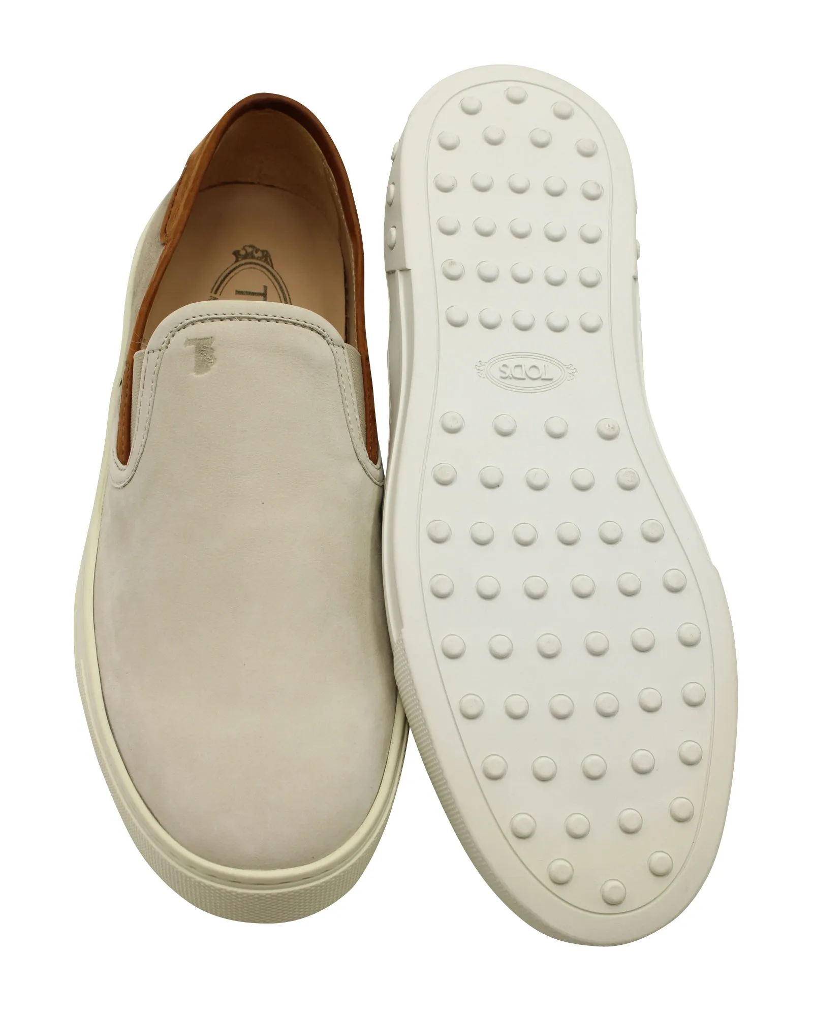 Tod's Slip On Low Top Sneakers in Beige Suede
