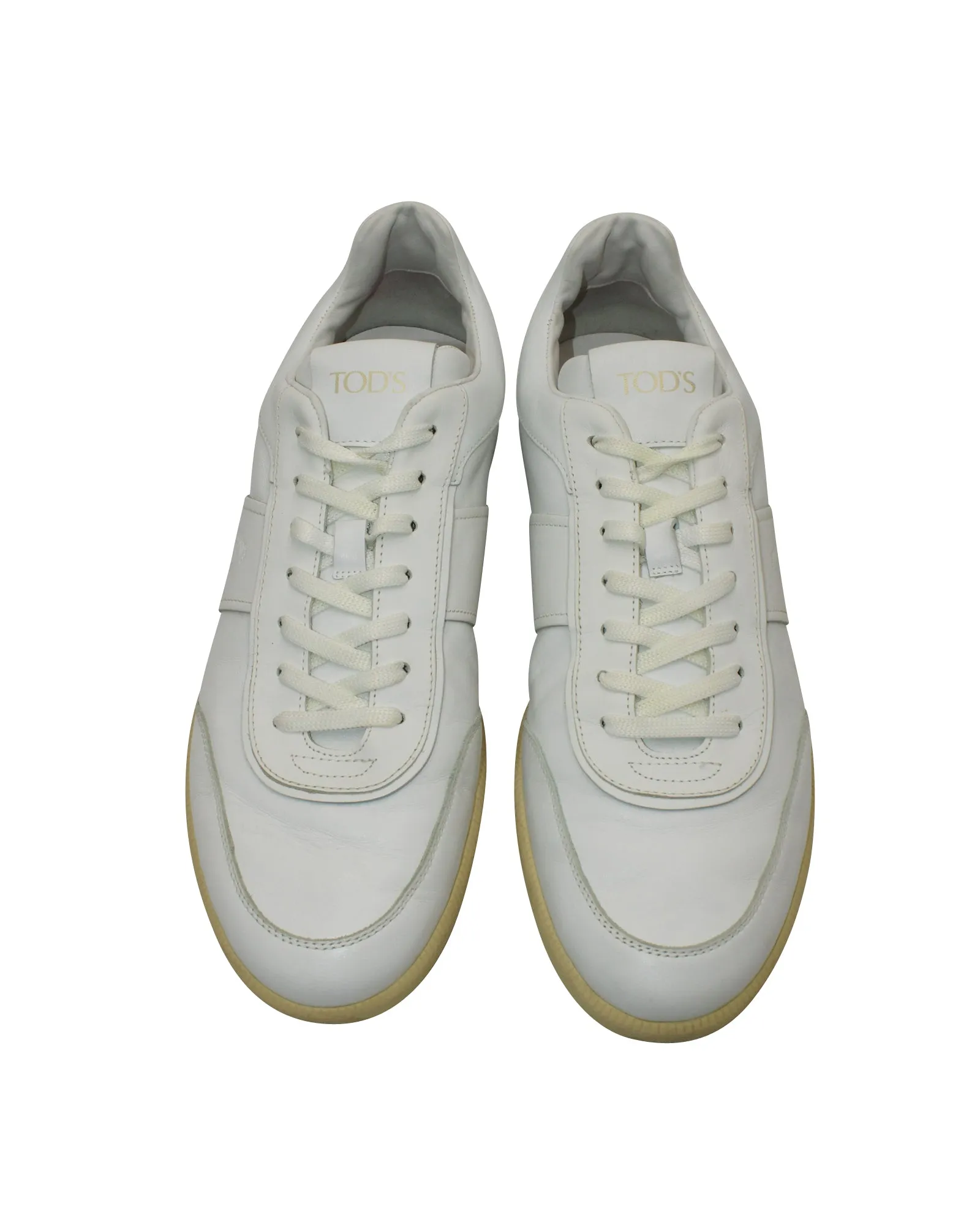 Tod's Tabs Low Top Sneakers in White Leather