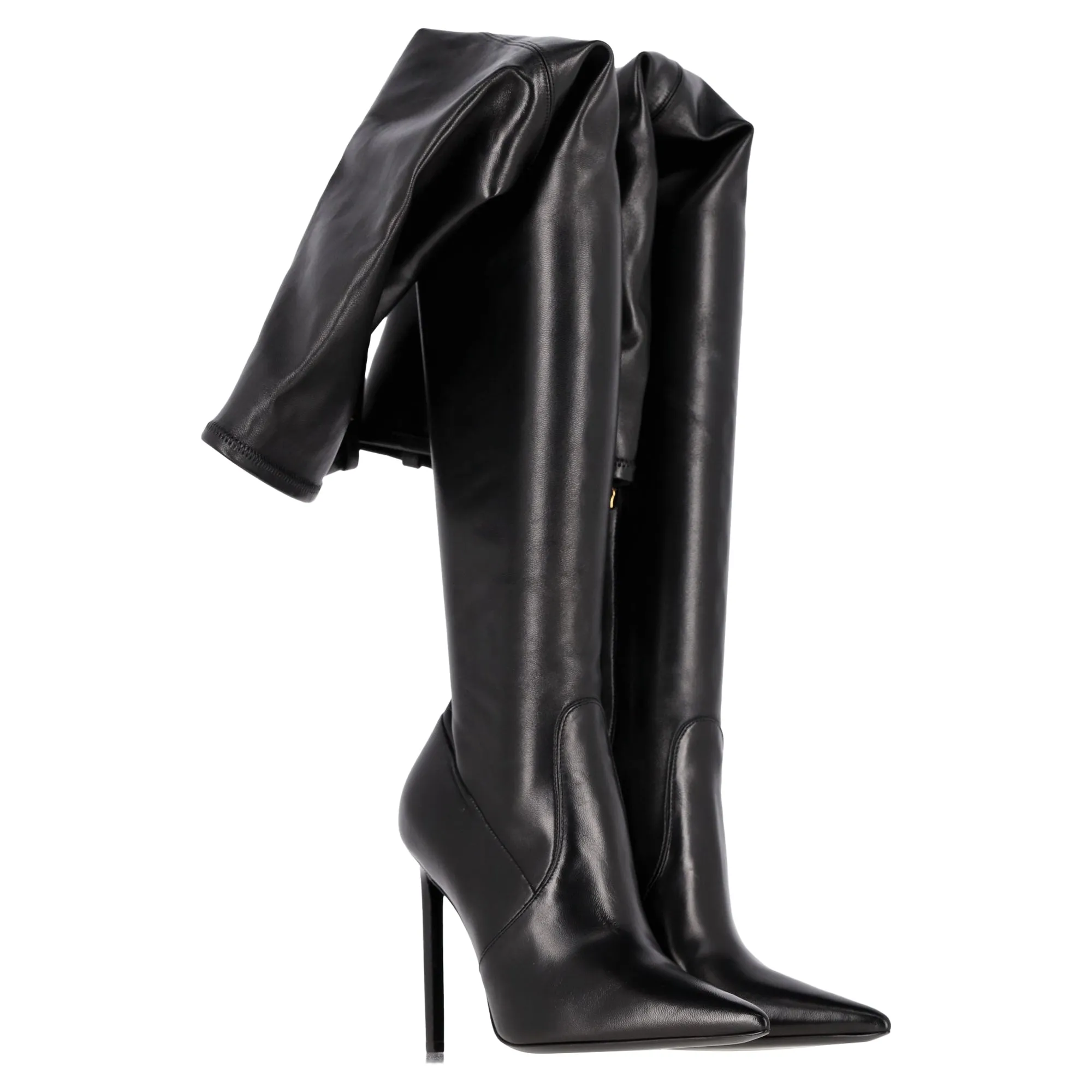 Tom Ford T Screw Over-The-Knee Boots in Black Leather