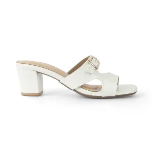 Tresmode Andal White Women's Dress Block Heel Sandals