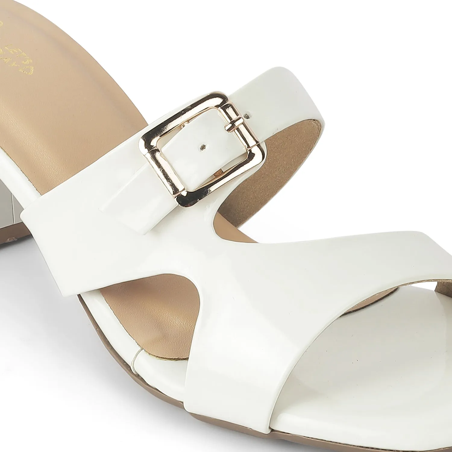 Tresmode Andal White Women's Dress Block Heel Sandals