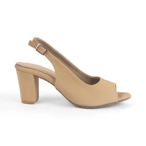 Tresmode Eslip Beige Women's Dress Block Heel Slingback Pumps