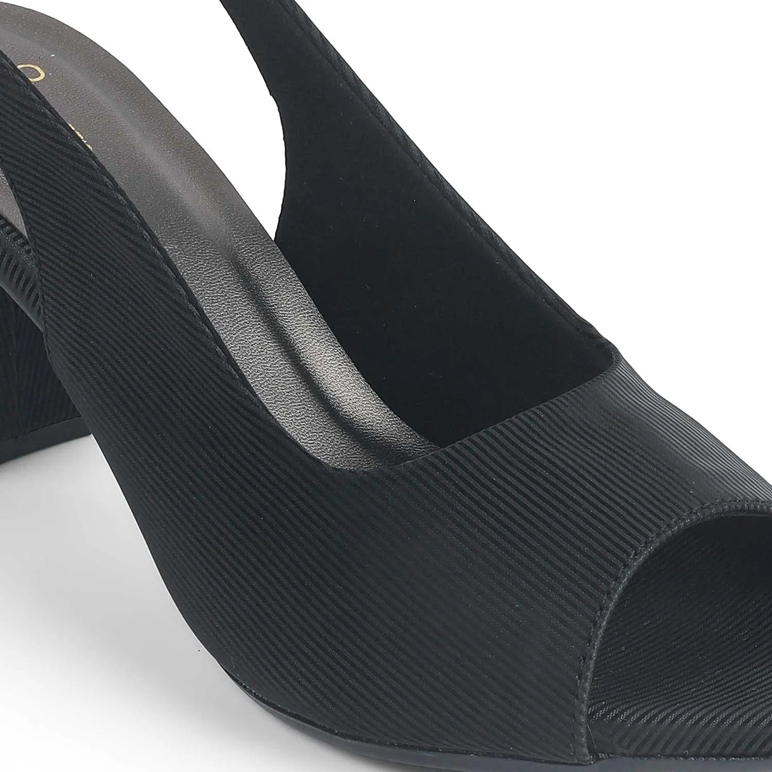 Tresmode Eslip Black Women's Dress Block Heel Slingback Pumps