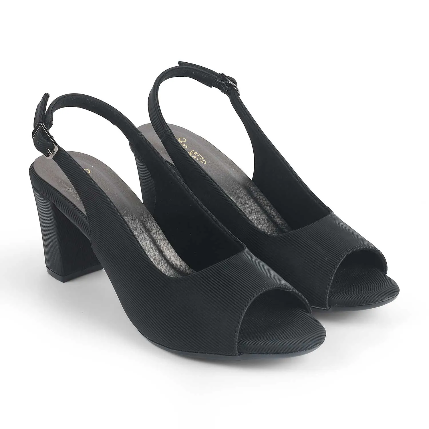 Tresmode Eslip Black Women's Dress Block Heel Slingback Pumps