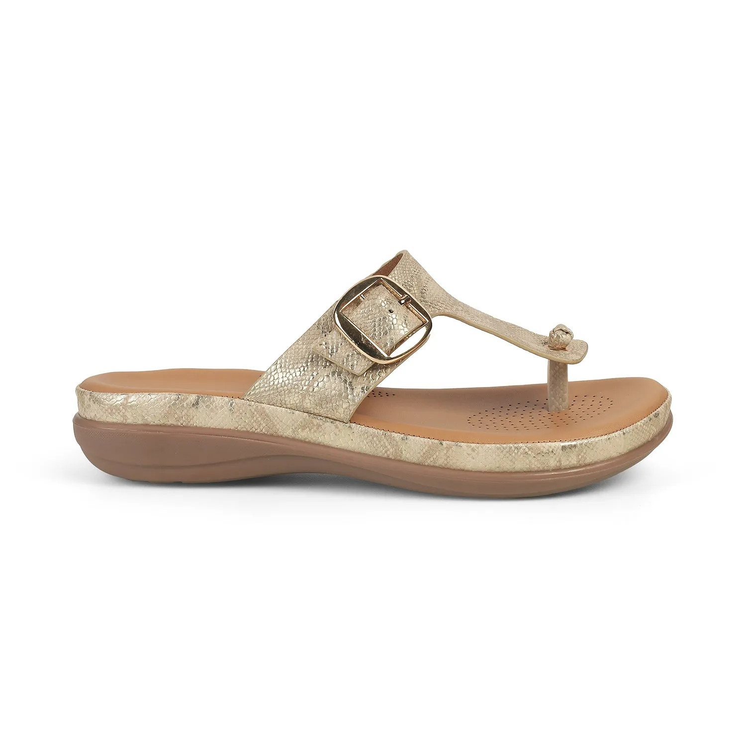 Tresmode Espoo Gold Women's Casual Platform Flats