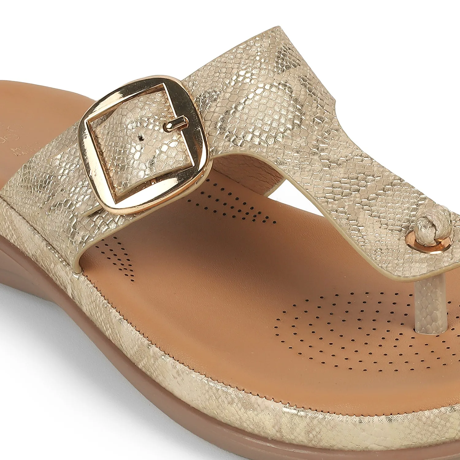 Tresmode Espoo Gold Women's Casual Platform Flats
