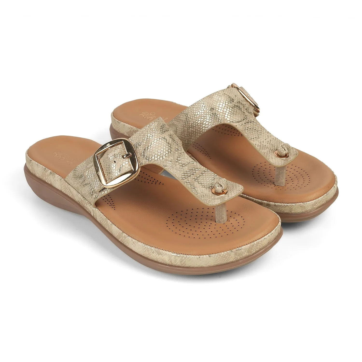 Tresmode Espoo Gold Women's Casual Platform Flats