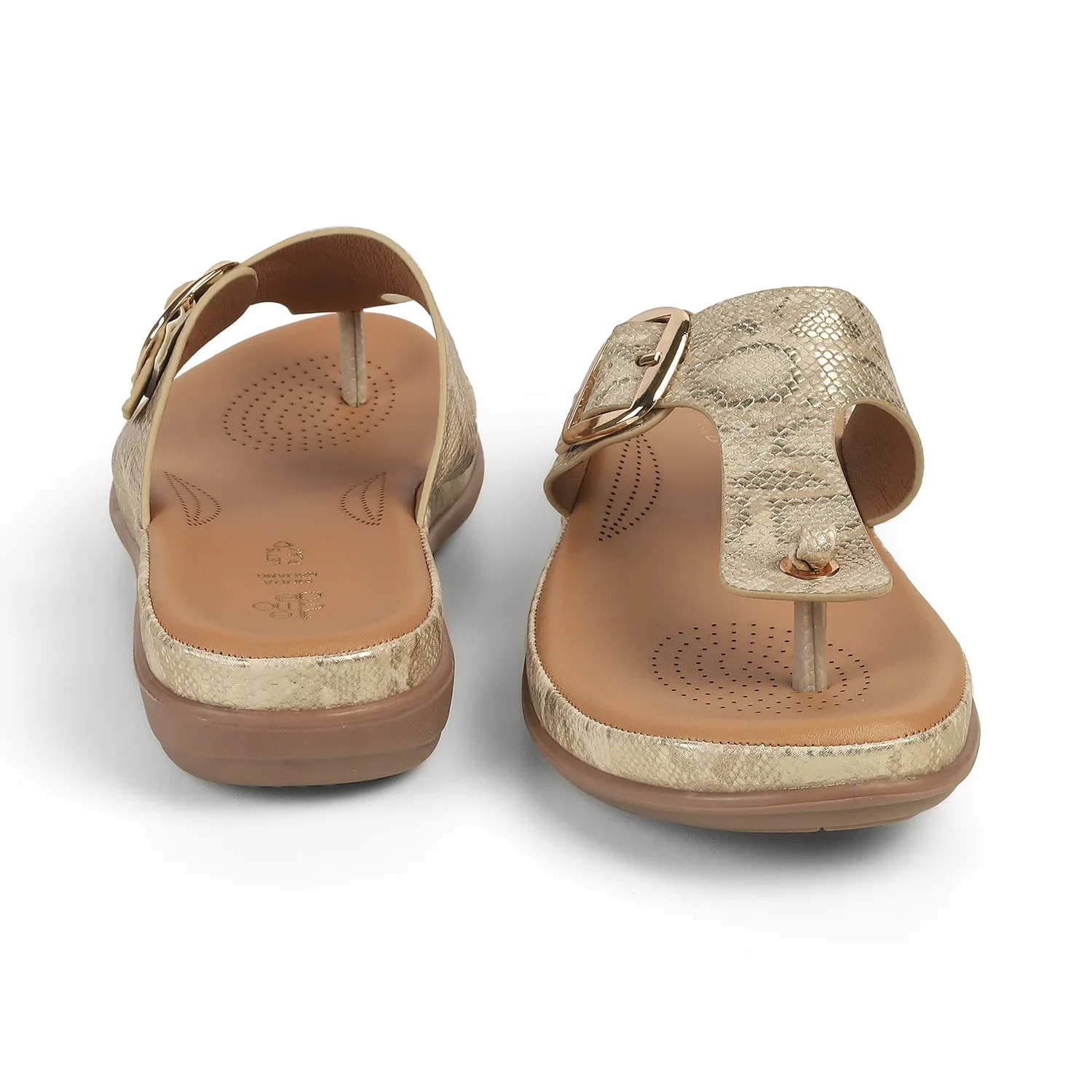 Tresmode Espoo Gold Women's Casual Platform Flats