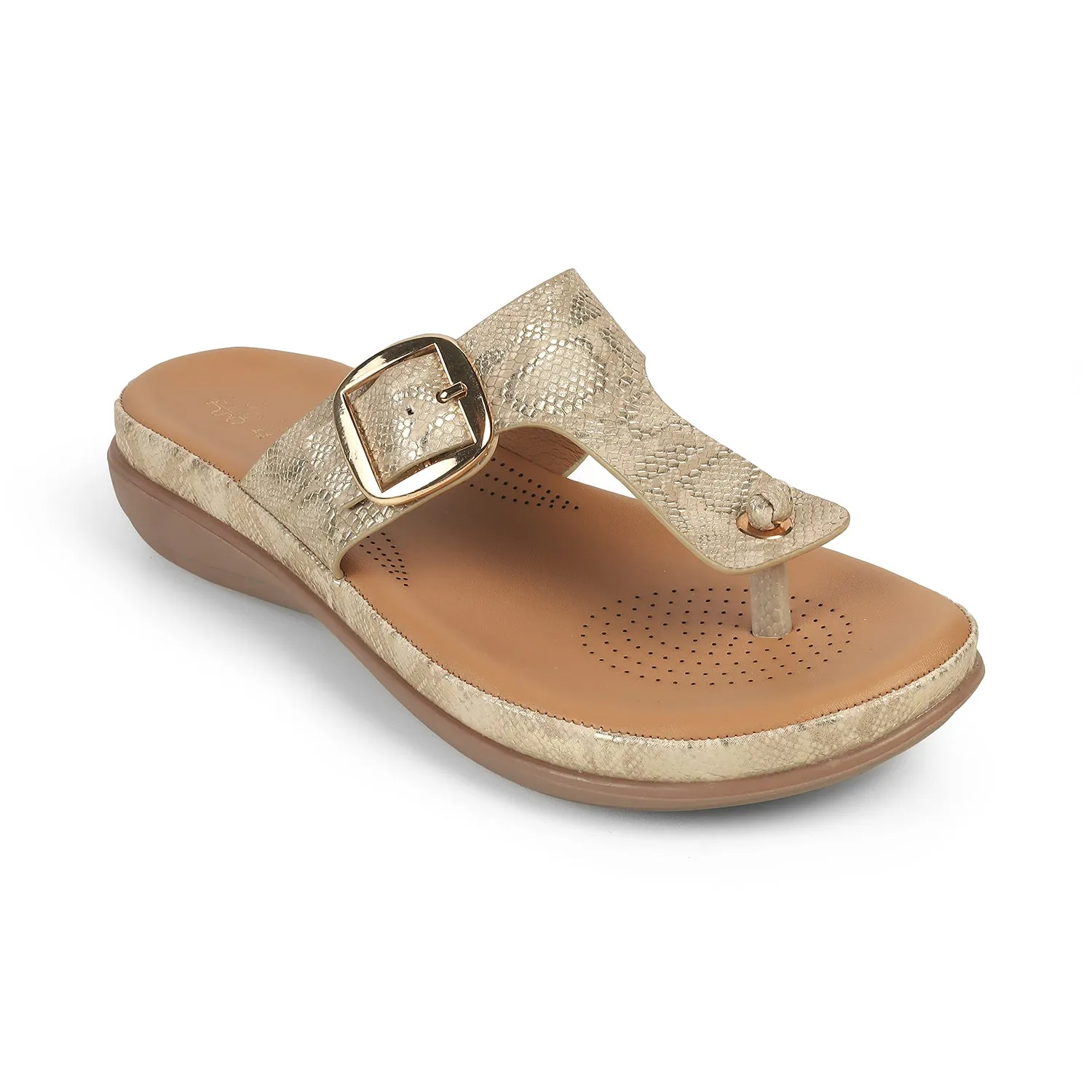 Tresmode Espoo Gold Women's Casual Platform Flats