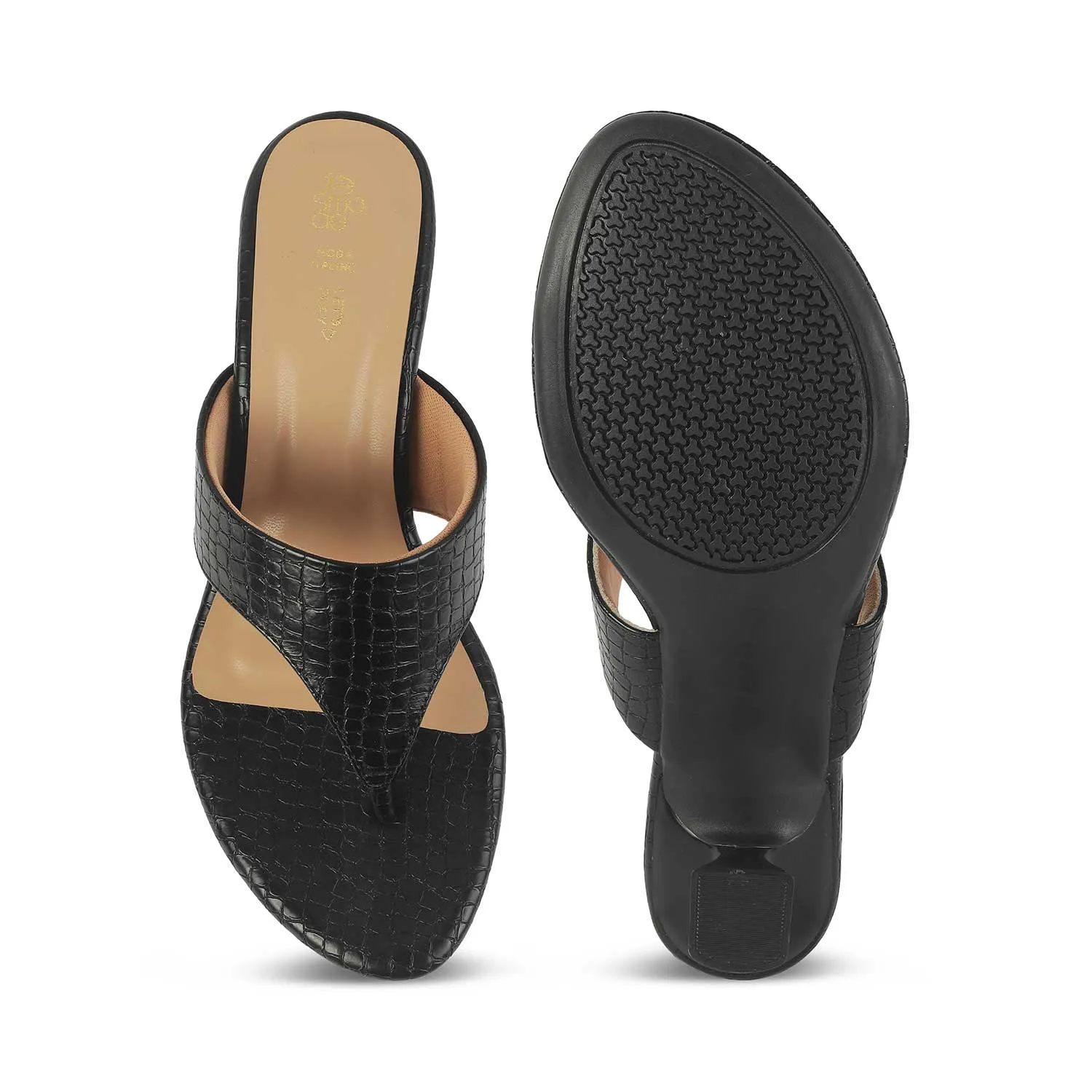 Tresmode Helene Black Women's Dress Heel Sandals