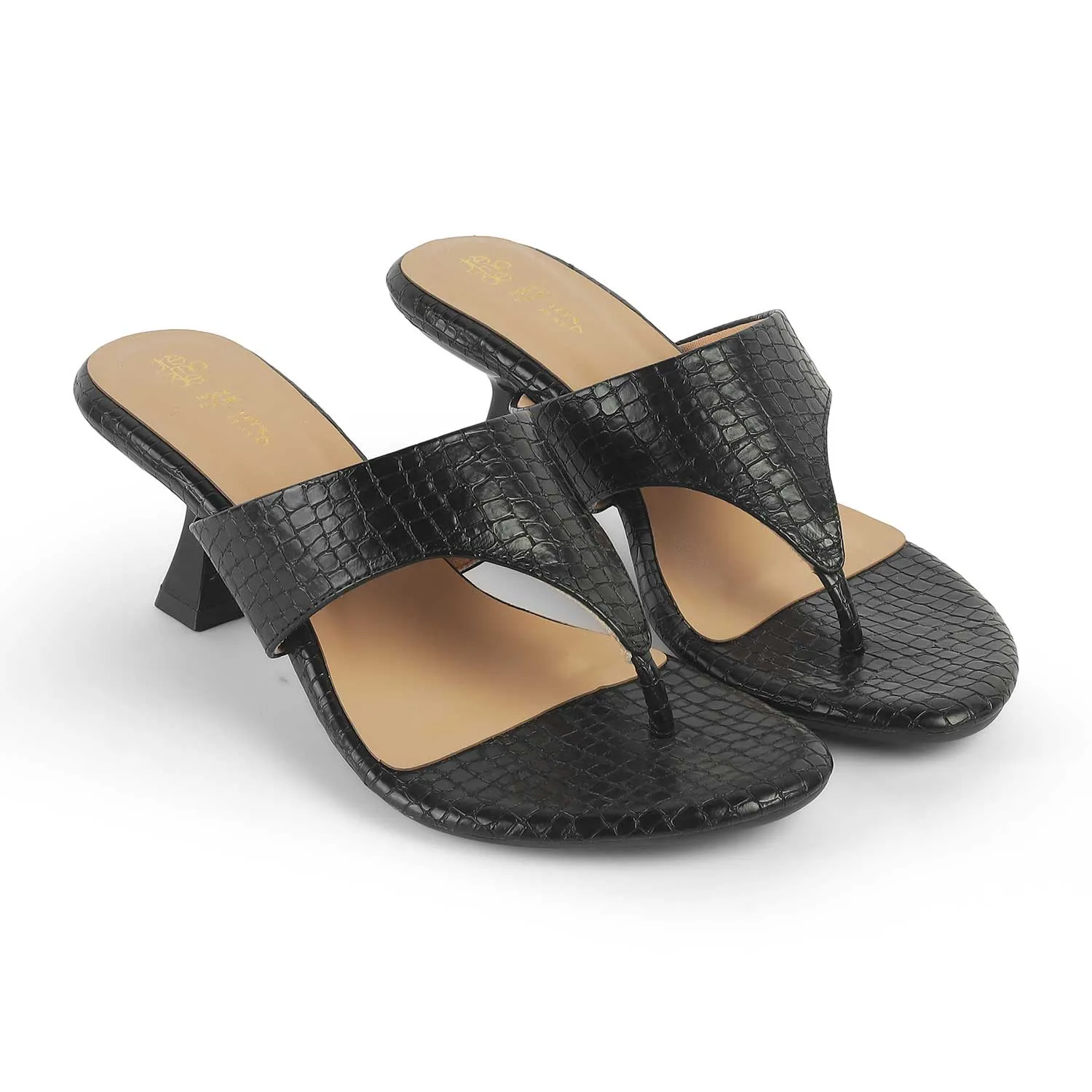 Tresmode Helene Black Women's Dress Heel Sandals