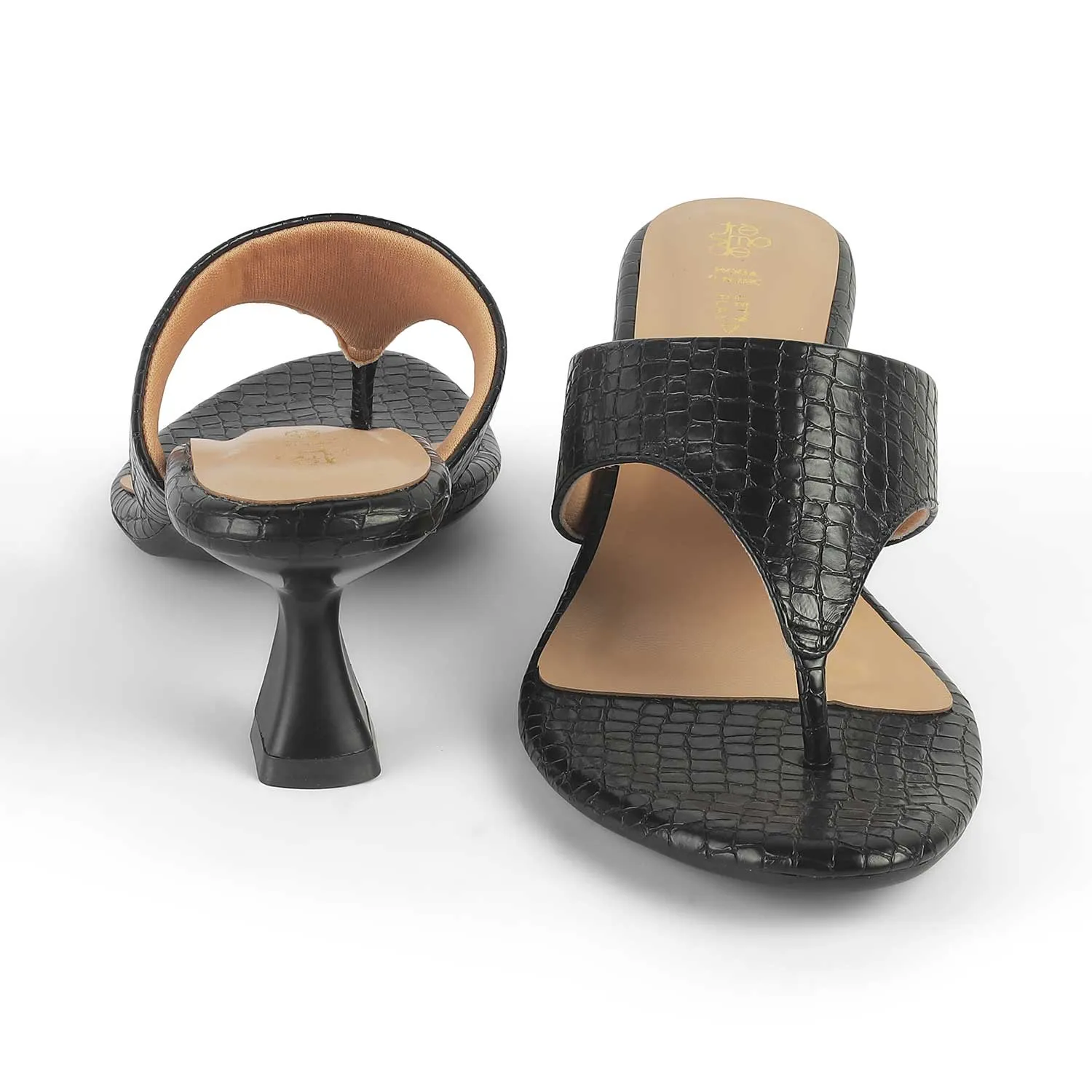 Tresmode Helene Black Women's Dress Heel Sandals