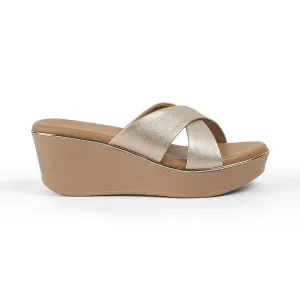 Tresmode Metsav Gold Women's Dress Wedge Sandals