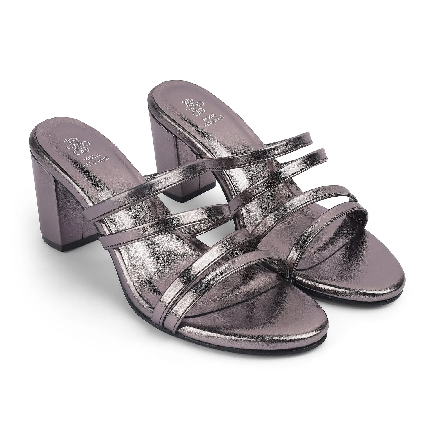 Tresmode Palmar Pewter Women's Dress Block Heel Sandals