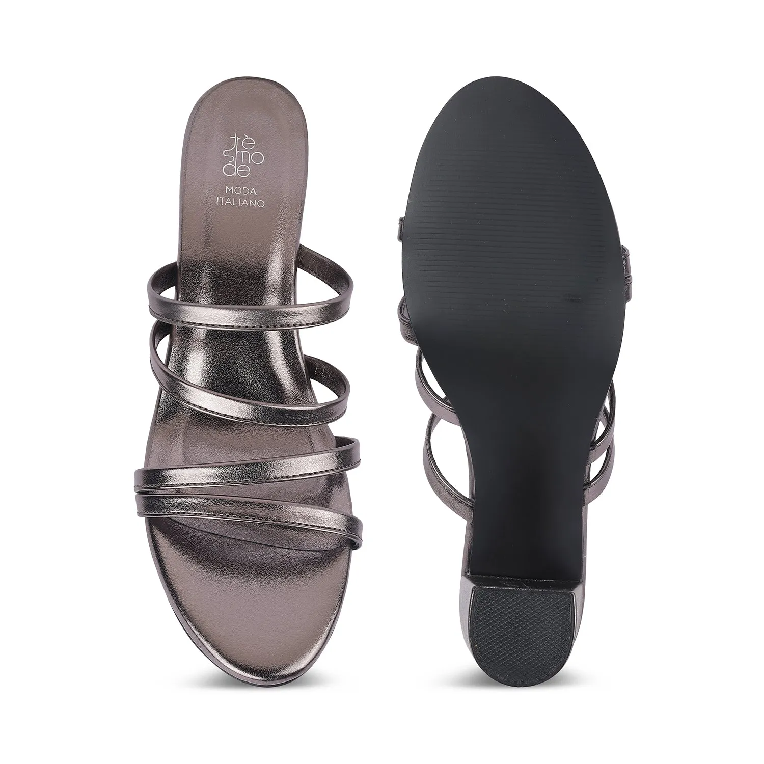 Tresmode Palmar Pewter Women's Dress Block Heel Sandals