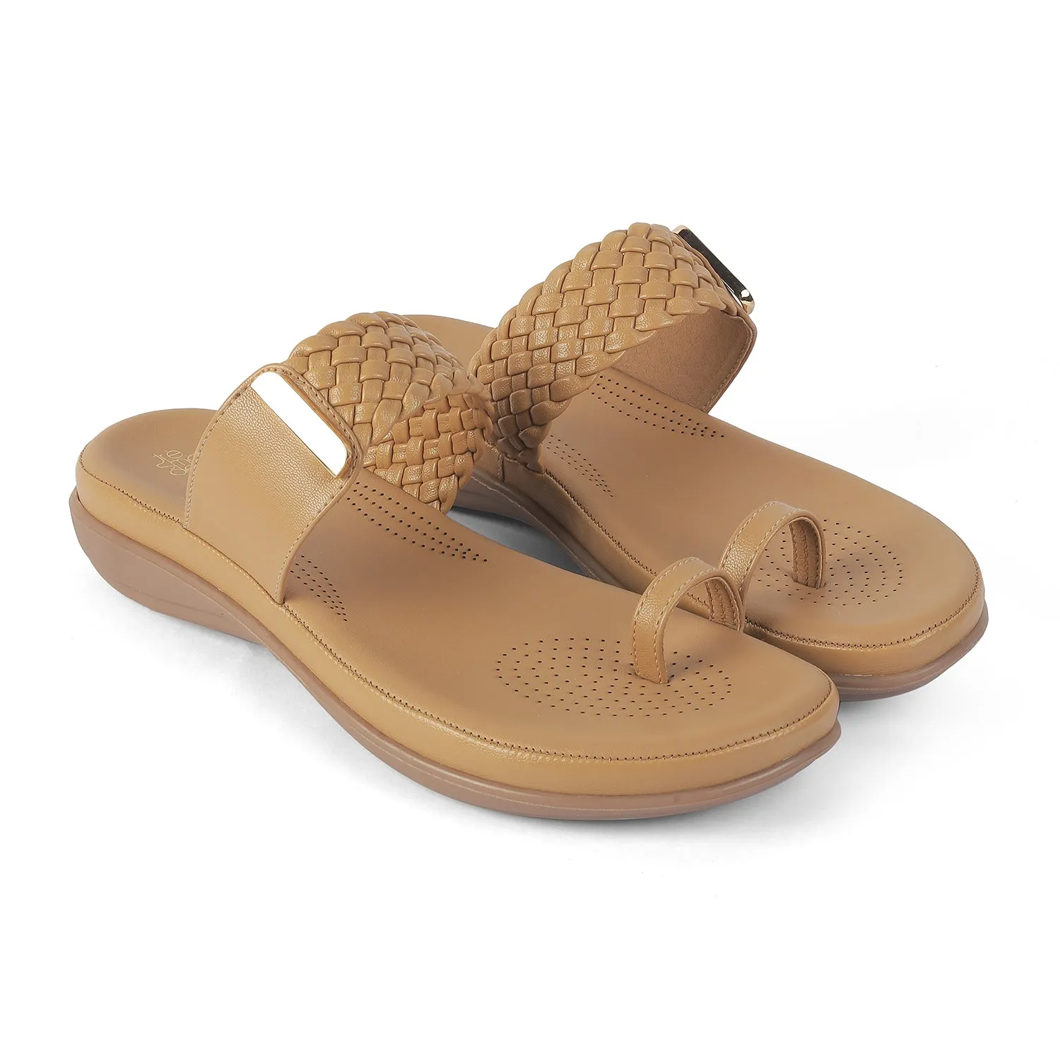 Tresmode Rauma Beige Women's Casual Platform Flats